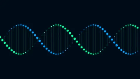 A glowing digital double helix structure representing genetic information Stock Footage 335146067