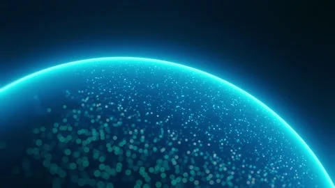Glowing digital Earth globe with cyan particle dots Stock Footage 332703632