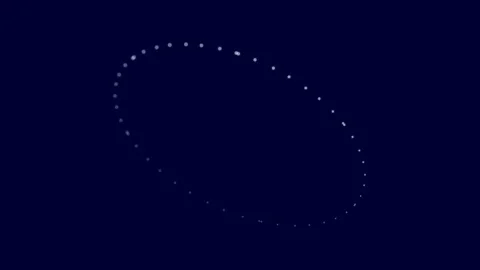 A glowing digital ellipse formed by small luminous particles on dark background Video stock 335117615