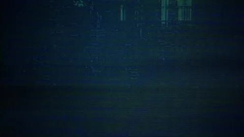 Glowing Digital Glitch and Scanlines on CRT Monitor 4 Vídeo Stock 347325063