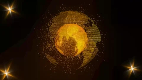 Glowing digital globe formed from dots and lines lens flares in corners bac.. Stock Footage 334765627
