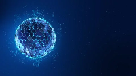 Glowing digital globe hexagonal pattern network connections blue background, glo 스톡 동영상 342783873