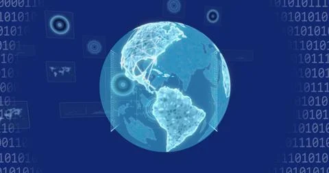A glowing digital globe with interconnected lines represents global connectivity Stockfoto's