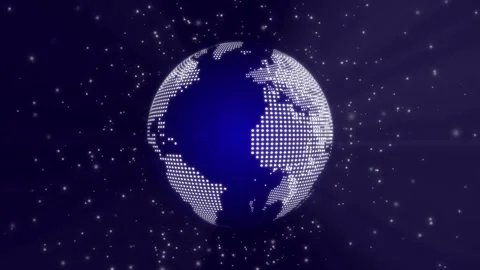 Glowing Digital Globe with Particle Network Technology Background Loop Stock Footage 340138472