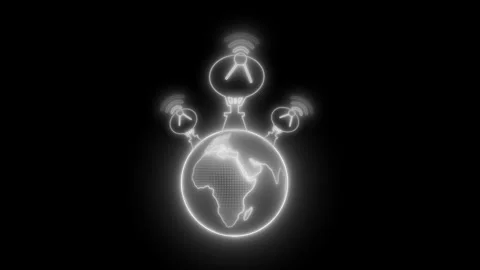 Glowing digital globe with wireless network icons on a black background ani.. 스톡 동영상 337080082