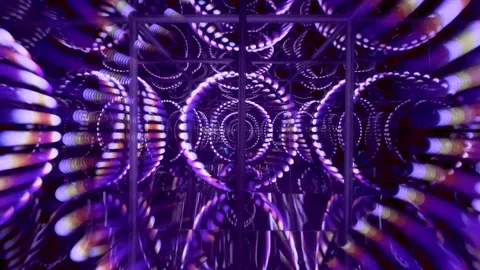 Glowing Digital Graphic With Circular Mechanical Structures - Purple and Blue Stockbeeldmateriaal 345100081