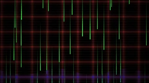 Glowing digital grid with colorful lines on black background. Stock Footage 336230665