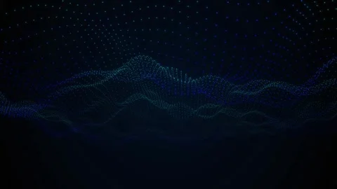 Glowing digital grid particles undulate in a seamless loop Stock Footage 341665685