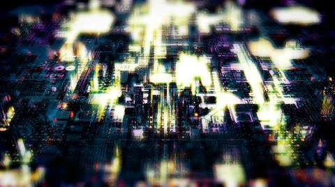 Glowing digital hi-tech cyber punk computer background - abstract 3D rendering Stock Illustration