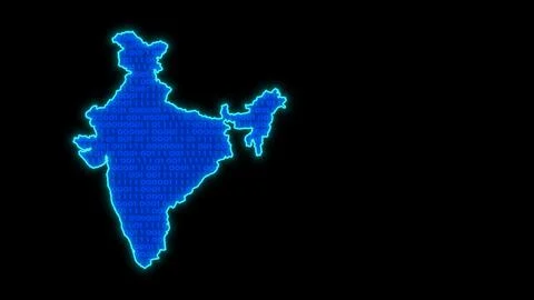 Glowing Digital India Map with Binary Code Stock Illustration
