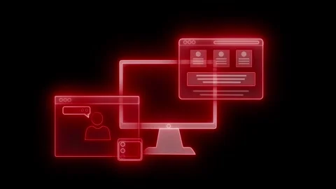 Glowing Digital Interface with Computer and Web Elements Stock Footage 316489894
