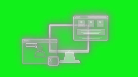 Glowing Digital Interface with Computer and Web Elements Stock Footage 316490013