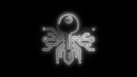 Glowing Digital Key Icon and Symbol in HD Video Neon Stock Footage 304558470