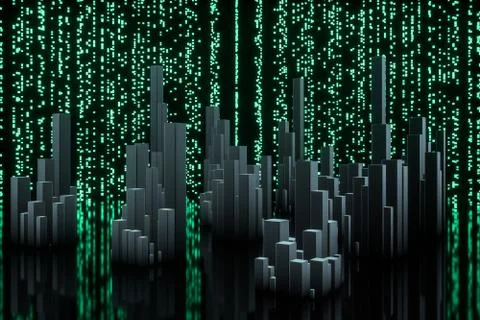 Glowing digital lines with dark background, 3d rendering Illustrazione stock