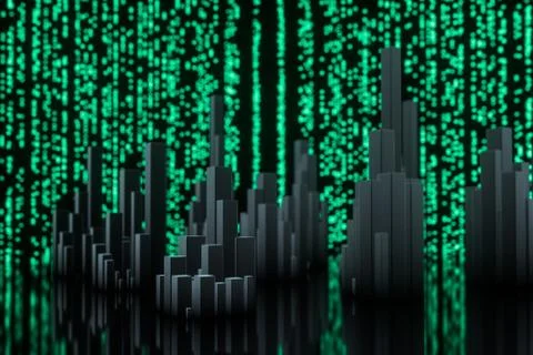 Glowing digital lines with dark background, 3d rendering Stock Illustration