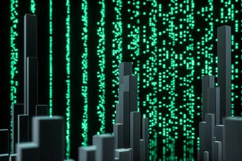 Glowing digital lines with dark background, 3d rendering Stock Illustration