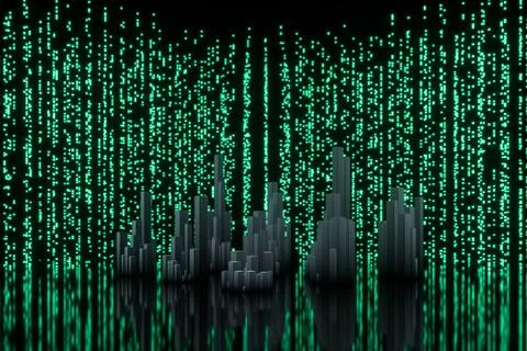 Glowing digital lines with dark background, 3d rendering Illustrazione stock