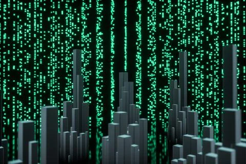 Glowing digital lines with dark background, 3d rendering Illustrazione stock