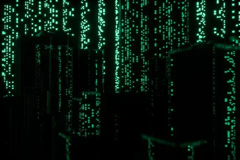 Glowing digital lines with dark background, 3d rendering Illustrazione stock