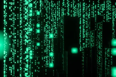 Glowing digital lines with dark background, 3d rendering Illustrazione stock