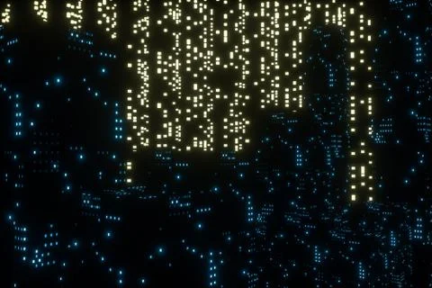 Glowing digital lines with dark background, 3d rendering Stock Illustration