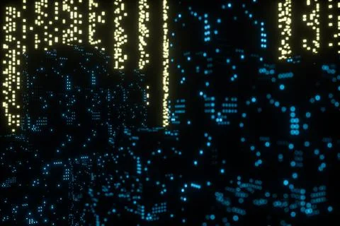 Glowing digital lines with dark background, 3d rendering Stock Illustration