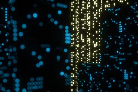 Glowing digital lines with dark background, 3d rendering Stock Illustration