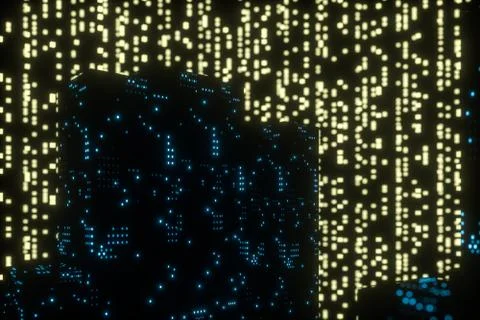 Glowing digital lines with dark background, 3d rendering Stock Illustration