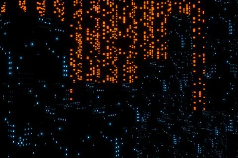 Glowing digital lines with dark background, 3d rendering Illustrazione stock