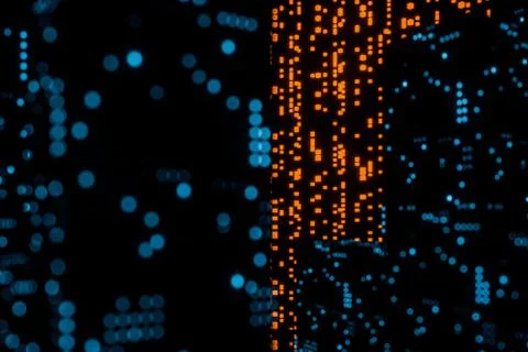 Glowing digital lines with dark background, 3d rendering Stock Illustration