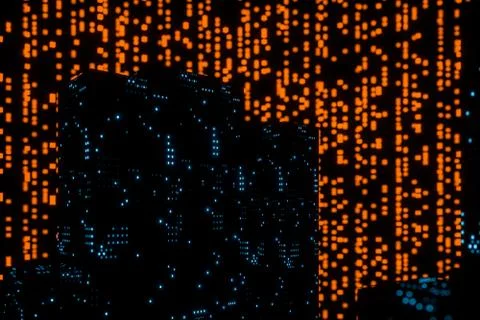 Glowing digital lines with dark background, 3d rendering Stock Illustration