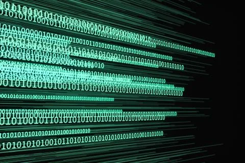 Glowing digital lines with dark background, 3d rendering Stockillustratie