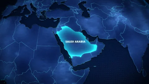Glowing Digital Map Of Saudi Arabia With Pulsating Highlight Vídeos de archivo 336566943