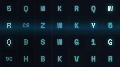 Glowing digital matrix display with random alphanumeric characters Stock Footage 343881080