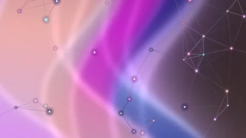 Glowing Digital Network Connections on Pink and Purple Abstract Background Stock Footage 331549301