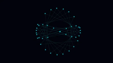 A glowing digital network node formation set against a deep black backdrop Video stock 335118026