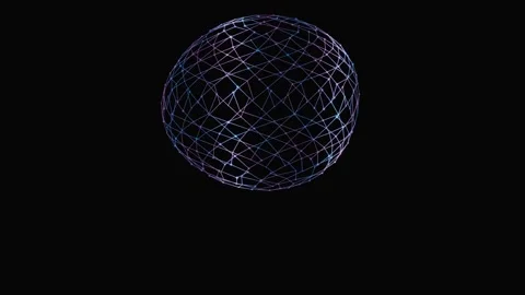 Glowing digital network plexus sphere on black background Stock Footage 346663618