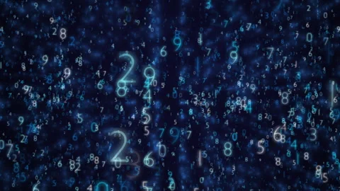 Glowing Digital Numbers Falling Through Dark Blue Data Stream Animation Stock Footage 340316258