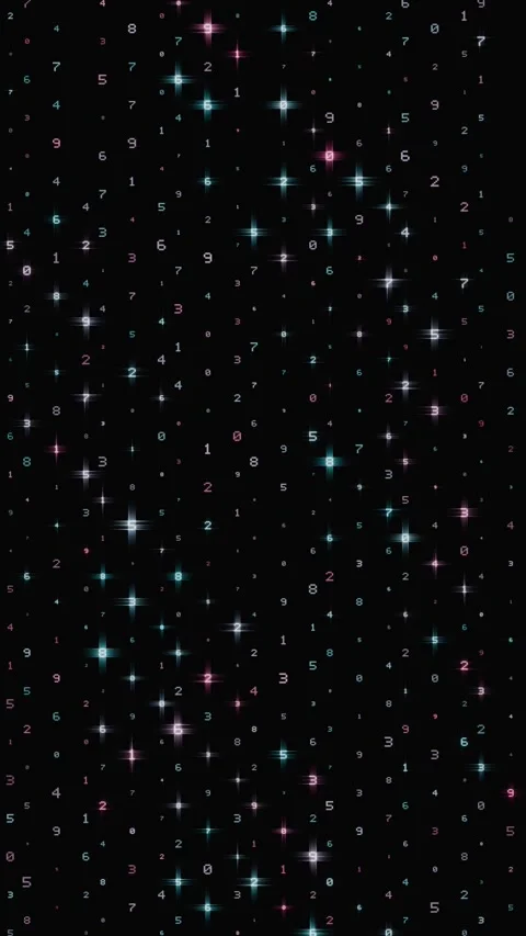 Glowing digital numbers streaming vertically on black background Stock Footage 346662210
