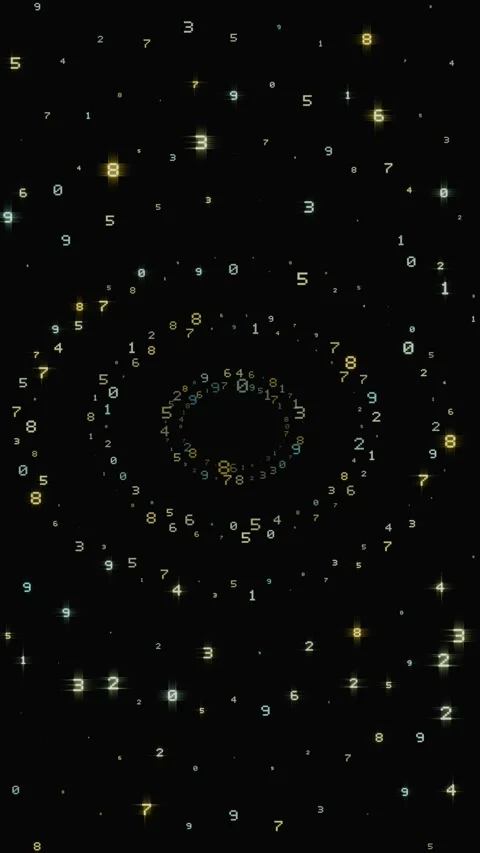 Glowing digital numbers tunnel animation on black background Stock Footage 346662101