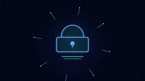 Glowing digital padlock icon symbolizing data security, privacy, and encryp.. Video stock 344645575