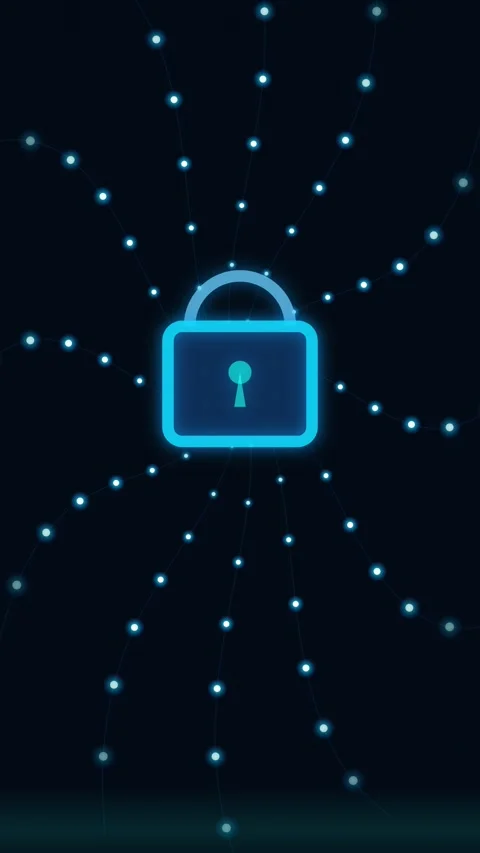 Glowing digital padlock icon symbolizing data security and online privacy p.. Stock Footage 344943572