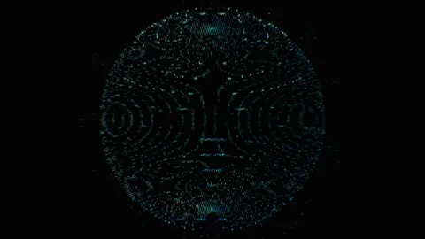 Glowing Digital Particle Mask Forming Stylized Human Face Stock Footage 336775978