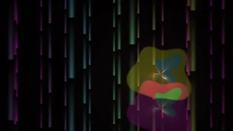 Glowing digital particles on black background with colorful streaks. Stock Footage 337507114
