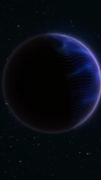 Glowing digital planet with dotted surface texture floating in deep cosmic .. Stock Illustration