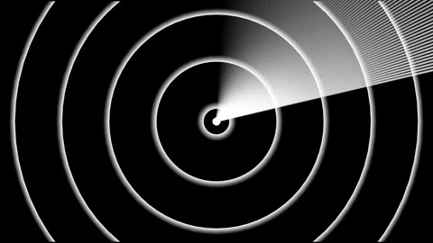 Glowing digital Radar enemy scanner with radio waves animation. Video stock 335293428