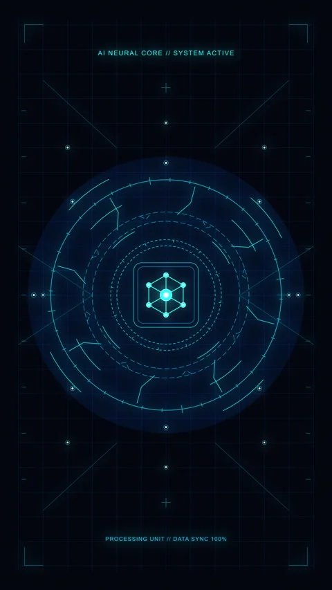 Glowing digital radar HUD interface, network scan, cyber security, data tra.. Stock Footage 348340053