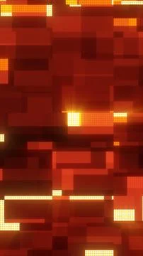 Glowing digital red blocks and pixel clusters forming a futuristic grid-like  Stockillustratie