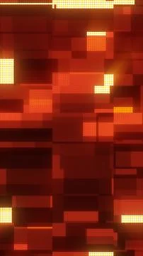 Glowing digital red blocks and pixel clusters forming a futuristic grid-lik.. Stock Illustration