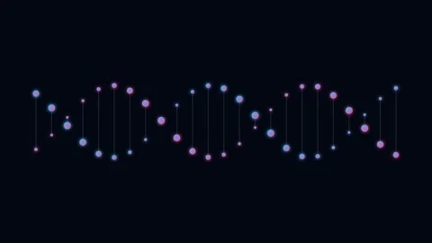 A glowing digital representation of a double helix dna strand in dark space Stock Footage 338310322